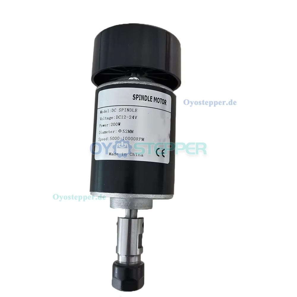 Luftgek&uuml;hlter CNC Spindelmotor 200W 12&ndash;24VDC &Oslash;52&times;150mm ER11/ER16 10000U/min f&uuml;r kleine Graviermaschinen